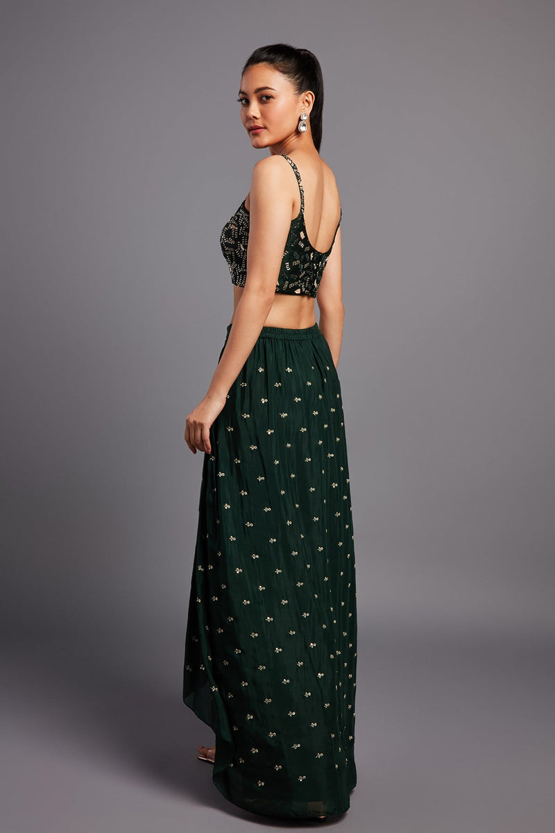 Gul Drape Skirt-Forest Green