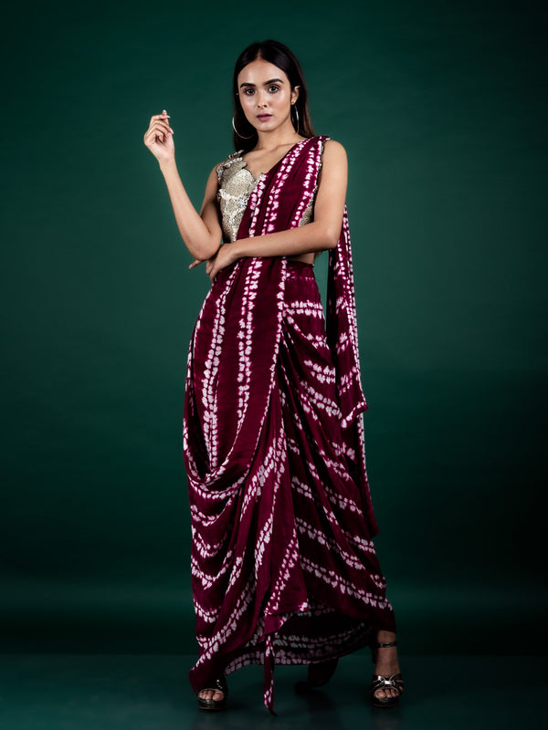 Pre-Draped Dhoti Sari With Blouse Set