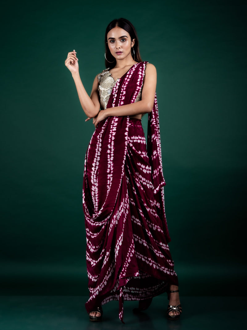 Pre-Draped Dhoti Sari With Blouse Set