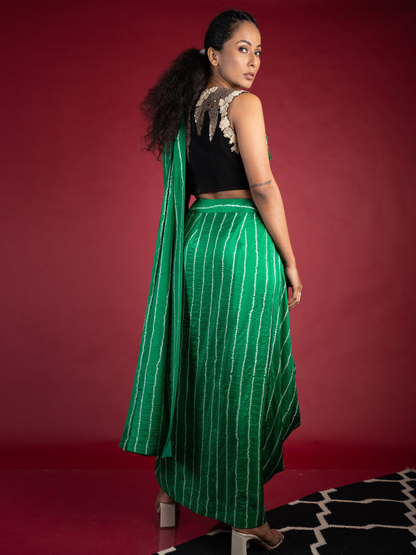 Cowl Sari With French-Knot Blouse Dress