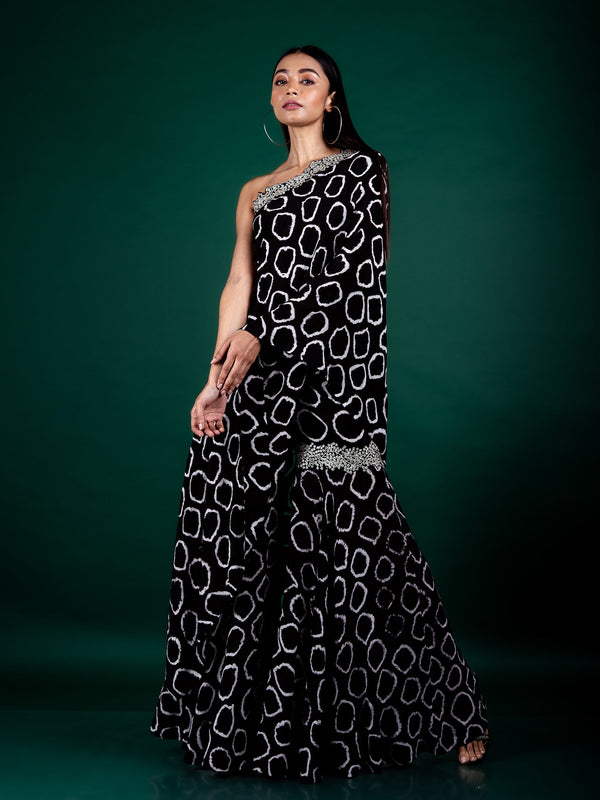 One-Shoulder Cape & Gharara Set