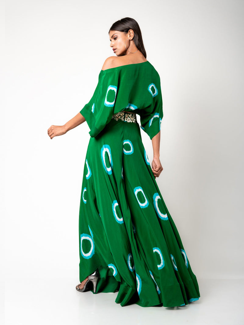 Off-Shoulder Top & Circular Pants Set