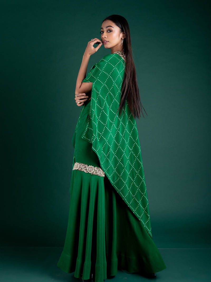 Off-shoulder Cape With Gharara Set