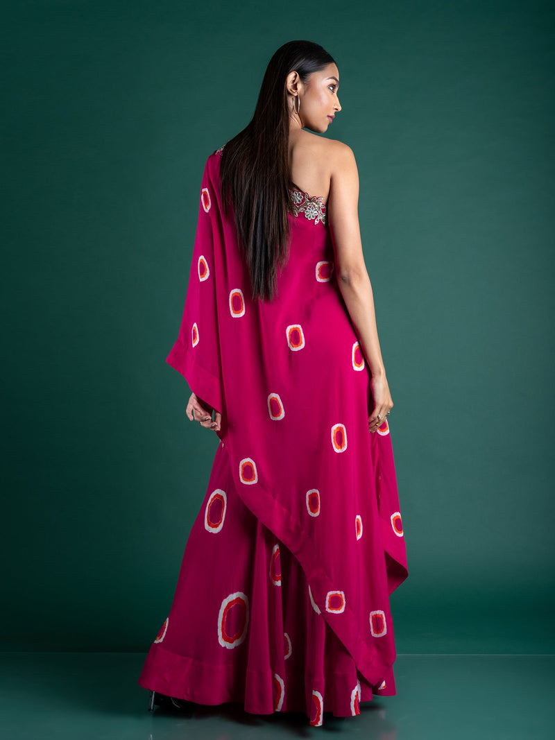 One Shoulder Cape With Gharara Set