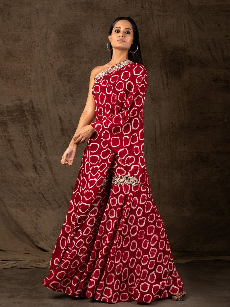 One-shoulder Cape & Gharara Set