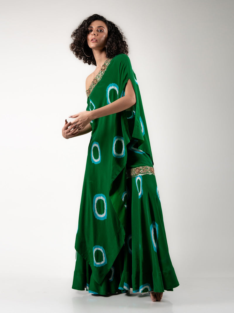 Off-shoulder Cape & Gharara Set
