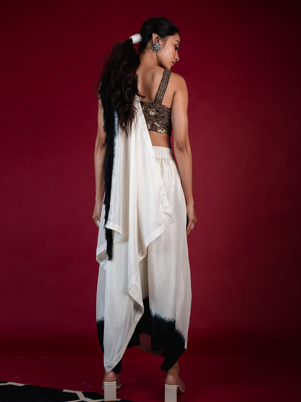 Dhoti Sari With Strappy Blouse Set