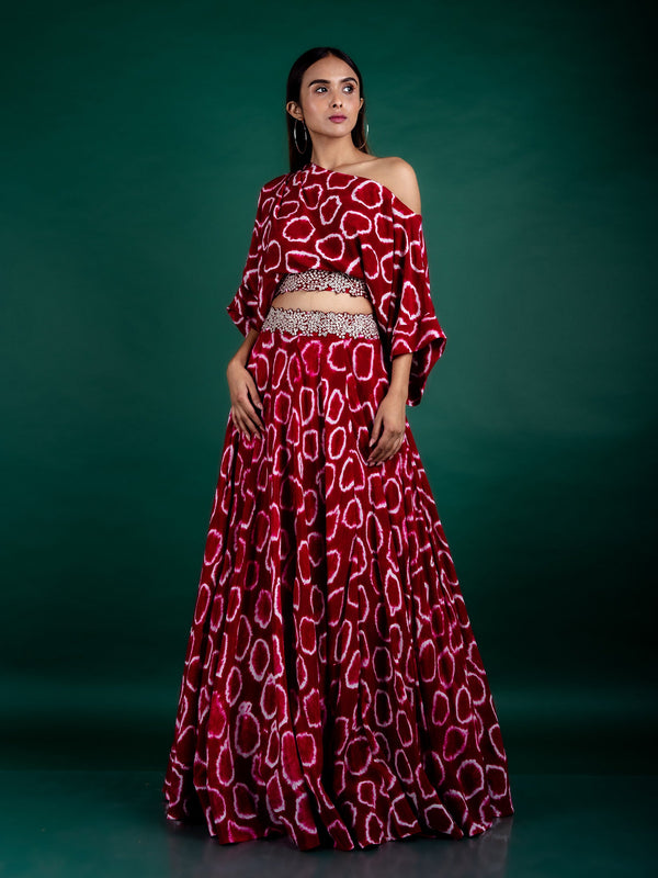 Off-shoulder Top & Circular Pants Set