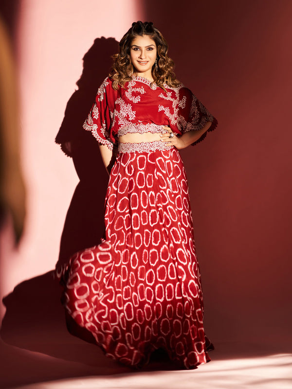 Off-shoulder Top & Lehenga Set