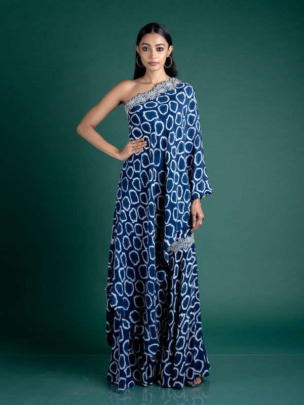 One Shoulder Cape With Gharara Set