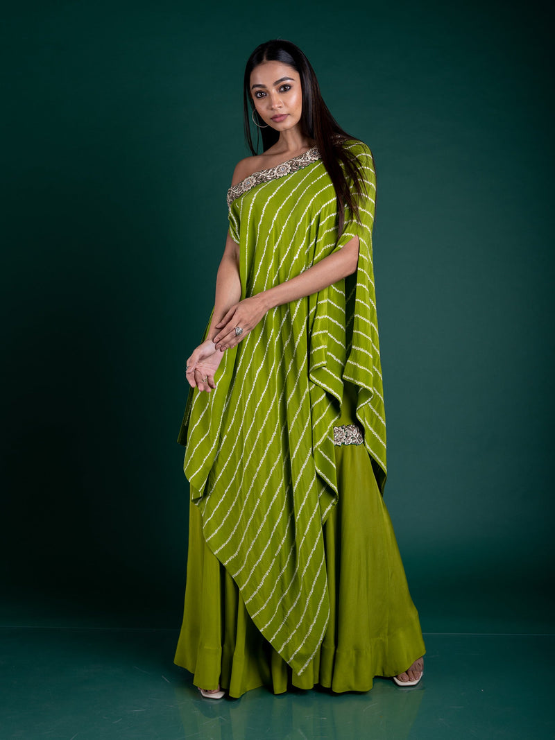 Off-shoulder Cape With Gharara Set