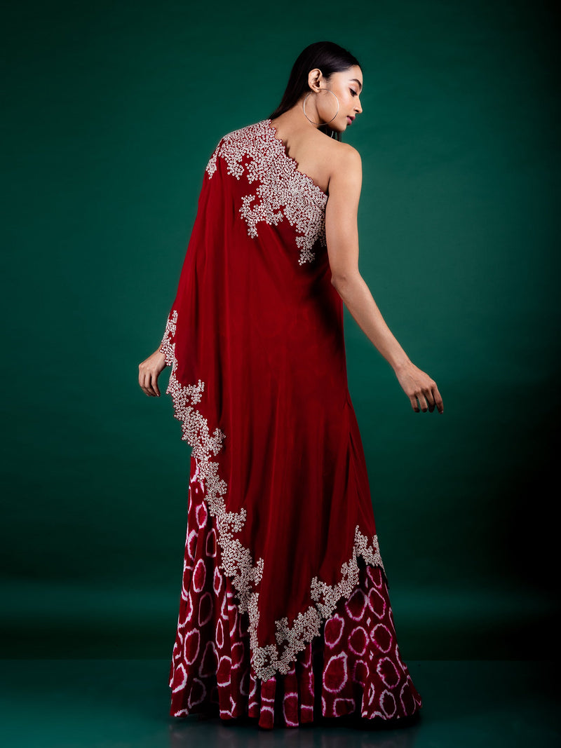 One-shoulder Cape & Gharara Set