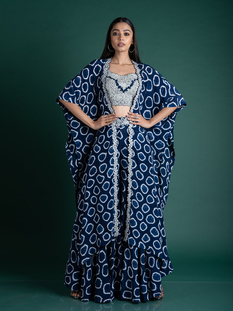 Circular Pants With Kaftan Jacket Set