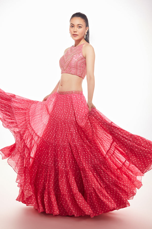 Halter Pink Bandhani  Shelby