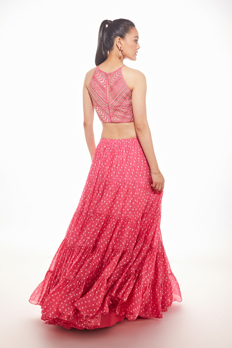 Halter Pink Bandhani  Shelby