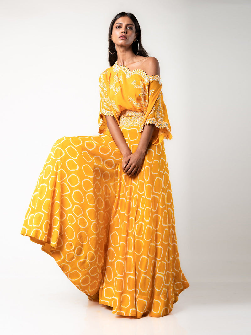 Off-shoulder Top & Circular Pants Set
