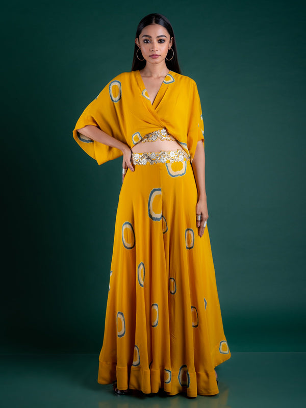 Kaftan Top With Circular Pant Set