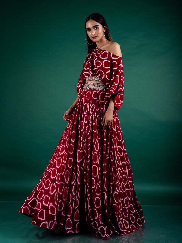 Off-shoulder Top & Lehenga Set
