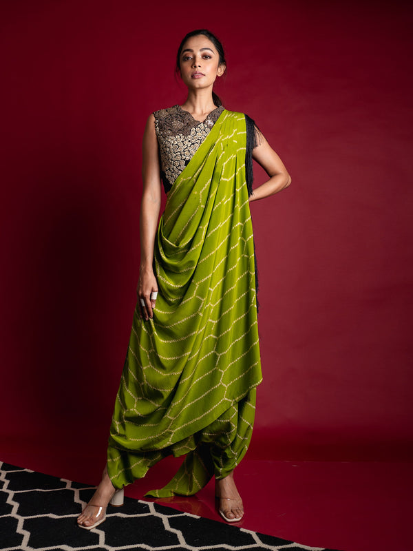 Dhoti Sari With French-Knot Blouse Set