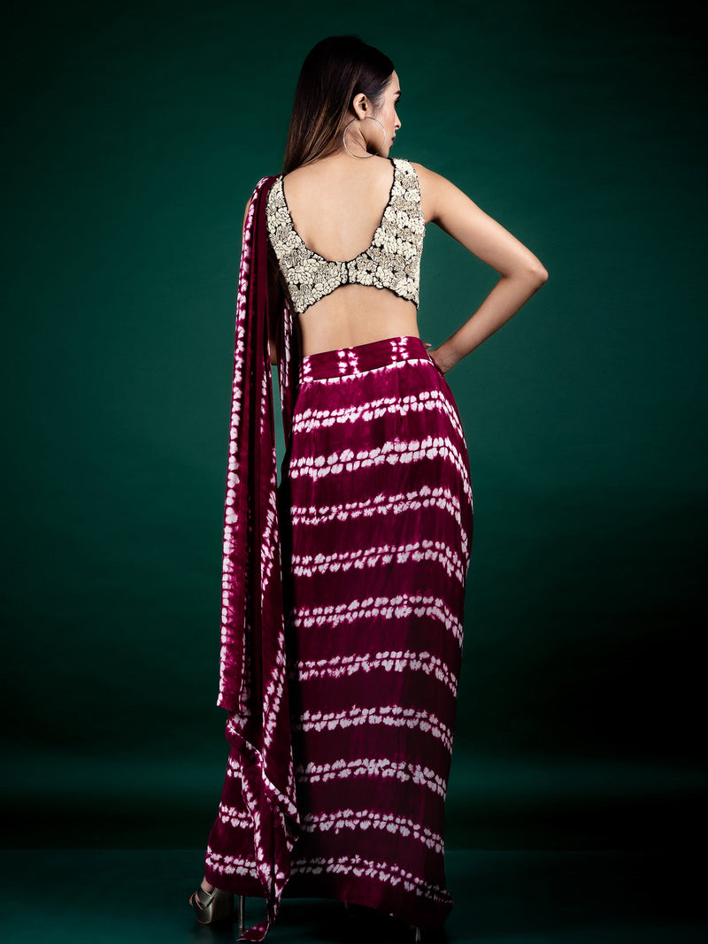 Pre-Draped Dhoti Sari With Blouse Set