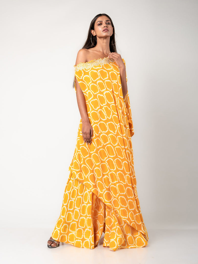 Off-shoulder Cape & Gharara Set