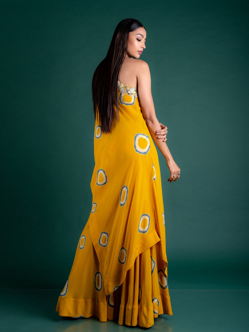 One Shoulder Cape With Gharara Set