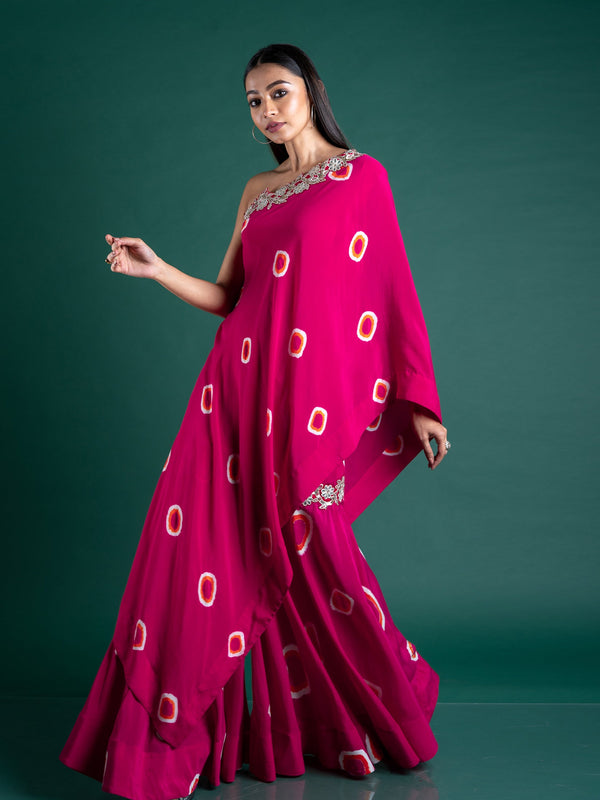 One Shoulder Cape With Gharara Set