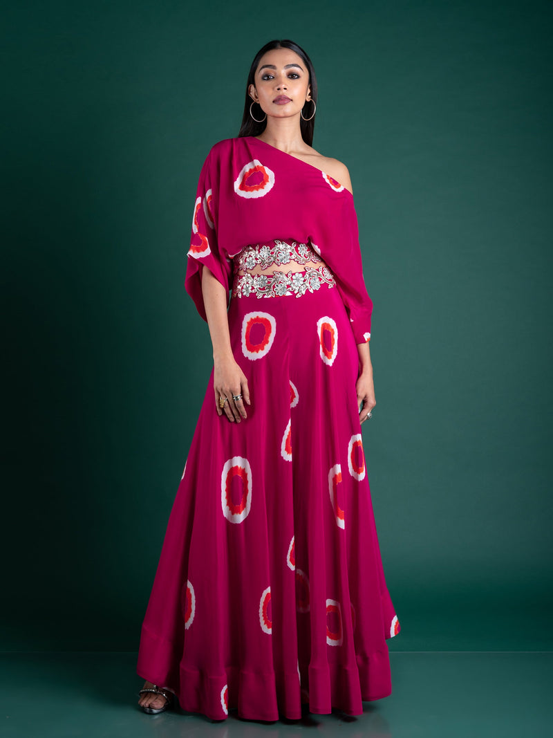 Off-shoulder Top With Cicular Pant Set