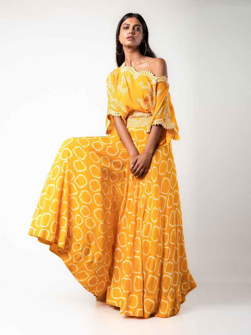 Off-shoulder Top & Lehenga Set