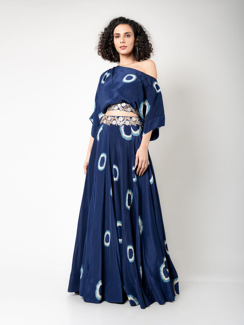 Off-Shoulder Top & Circular Pants Set