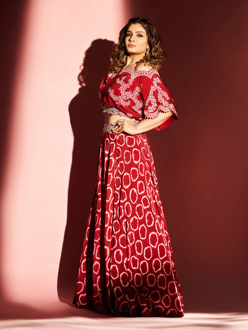 Off-shoulder Top & Lehenga Set