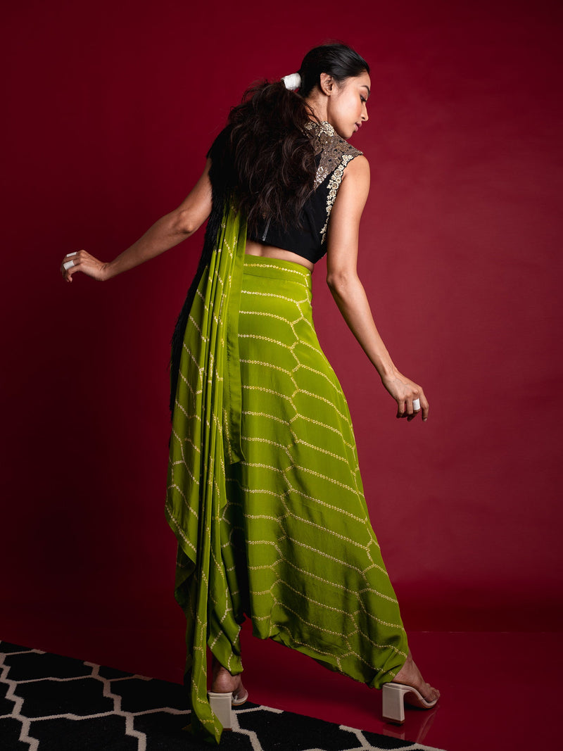 Dhoti Sari With French-Knot Blouse Set