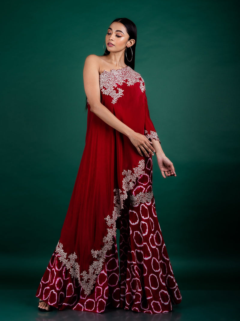 One-shoulder Cape & Gharara Set