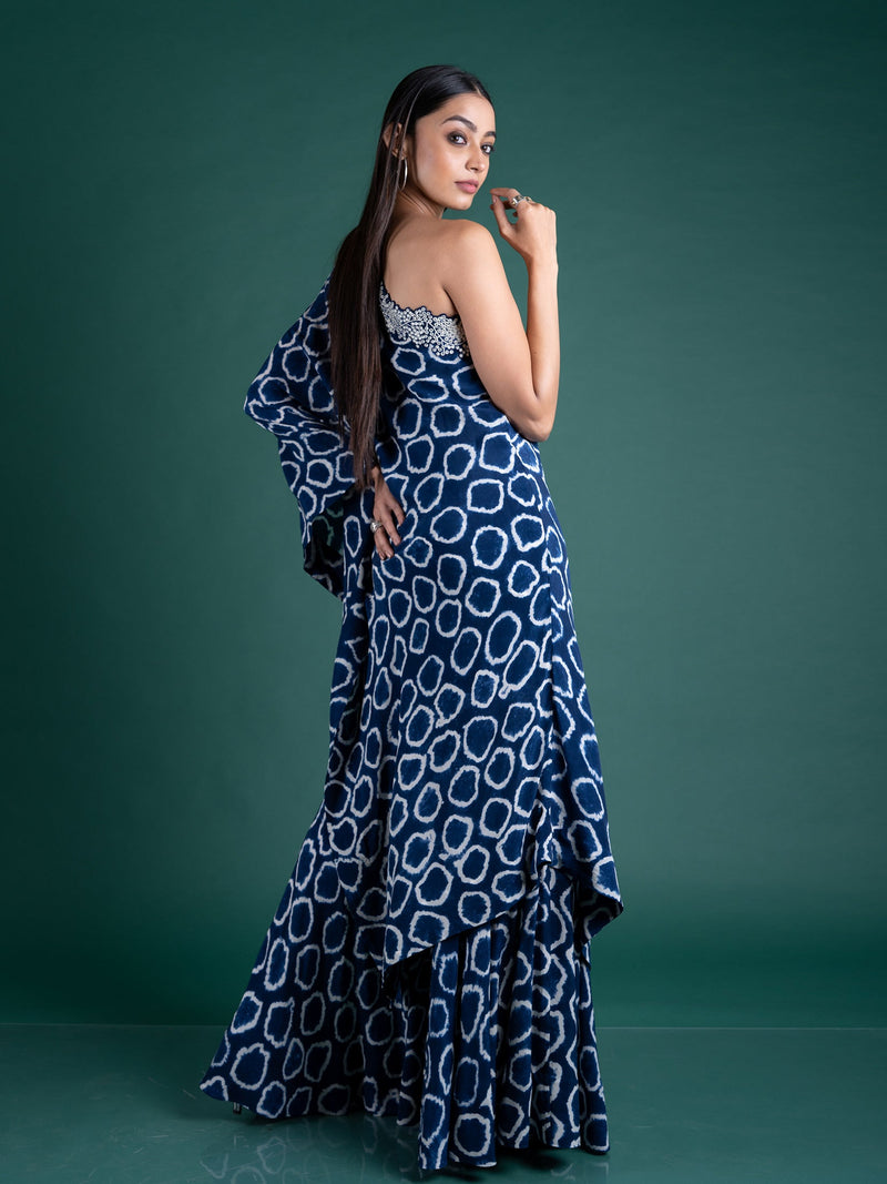 One Shoulder Cape With Gharara Set