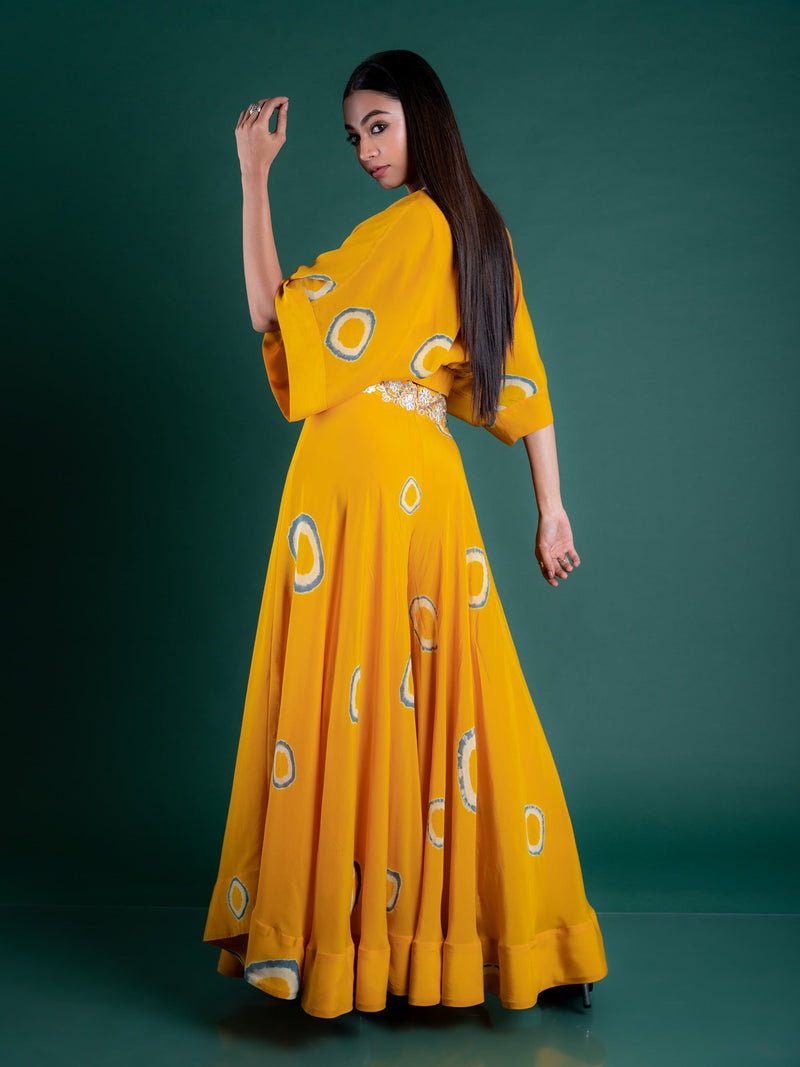 Kaftan Top With Circular Pant Set