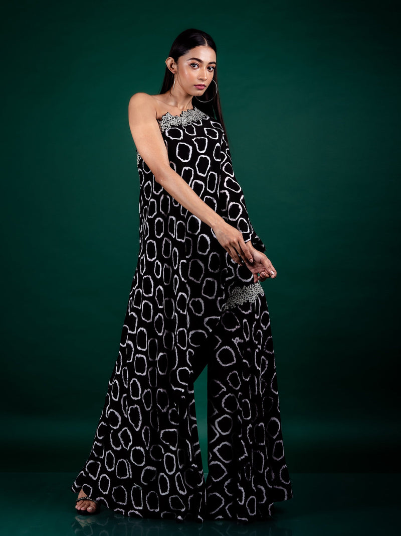 One-Shoulder Cape & Gharara Set