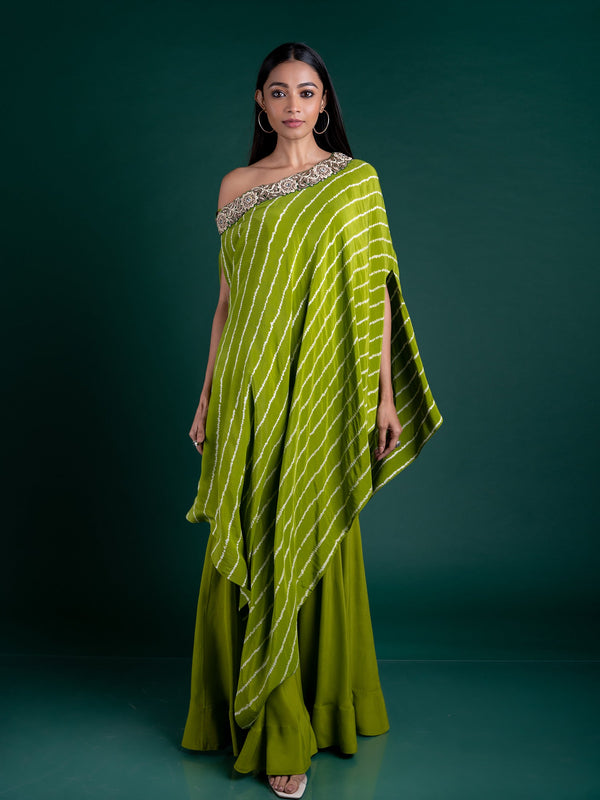 Off-shoulder Cape With Gharara Set