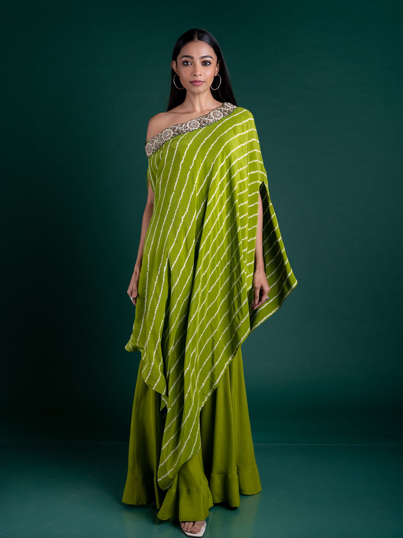 Off-shoulder Cape With Gharara Set