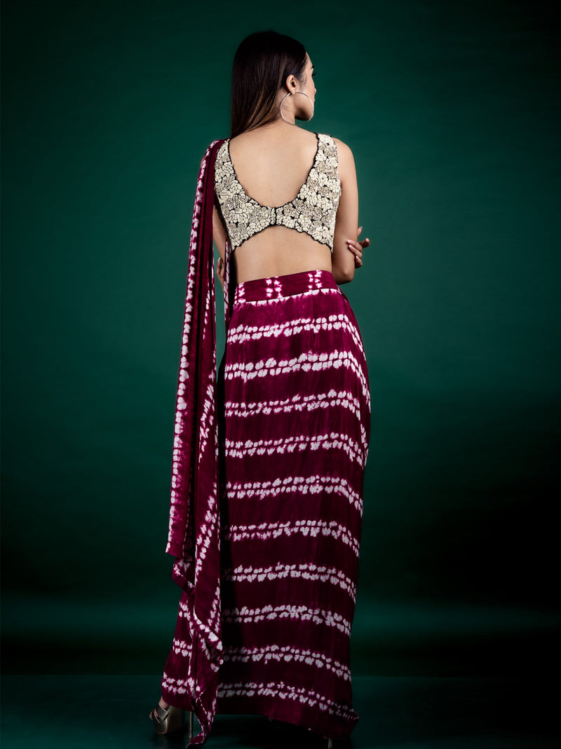 Pre-Draped Dhoti Sari With Blouse Set