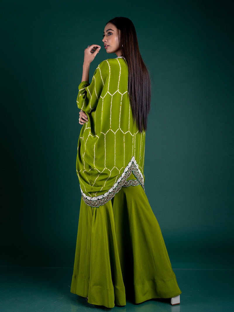 Short Kite Jacket With Gharara Set