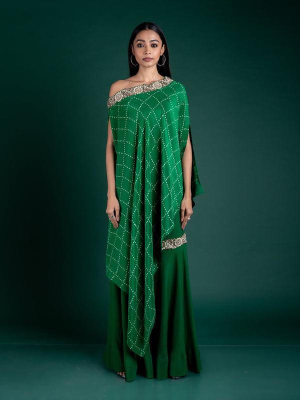 Off-shoulder Cape With Gharara Set
