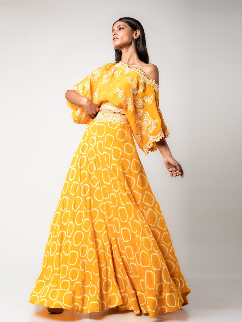 Off-shoulder Top & Lehenga Set