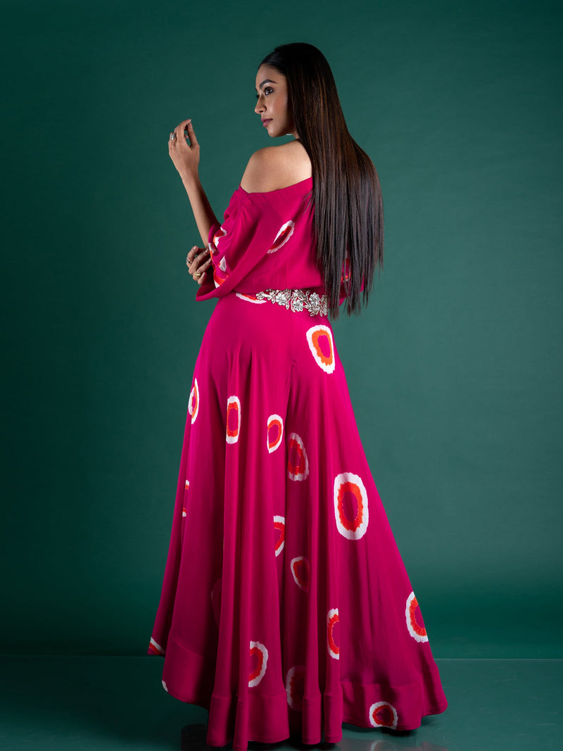 Off-shoulder Top With Cicular Pant Set
