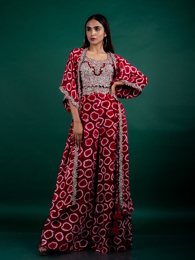 Jacket With Blouse & A-line Pants Set