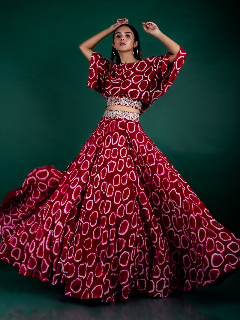 Off-shoulder Top & Lehenga Set