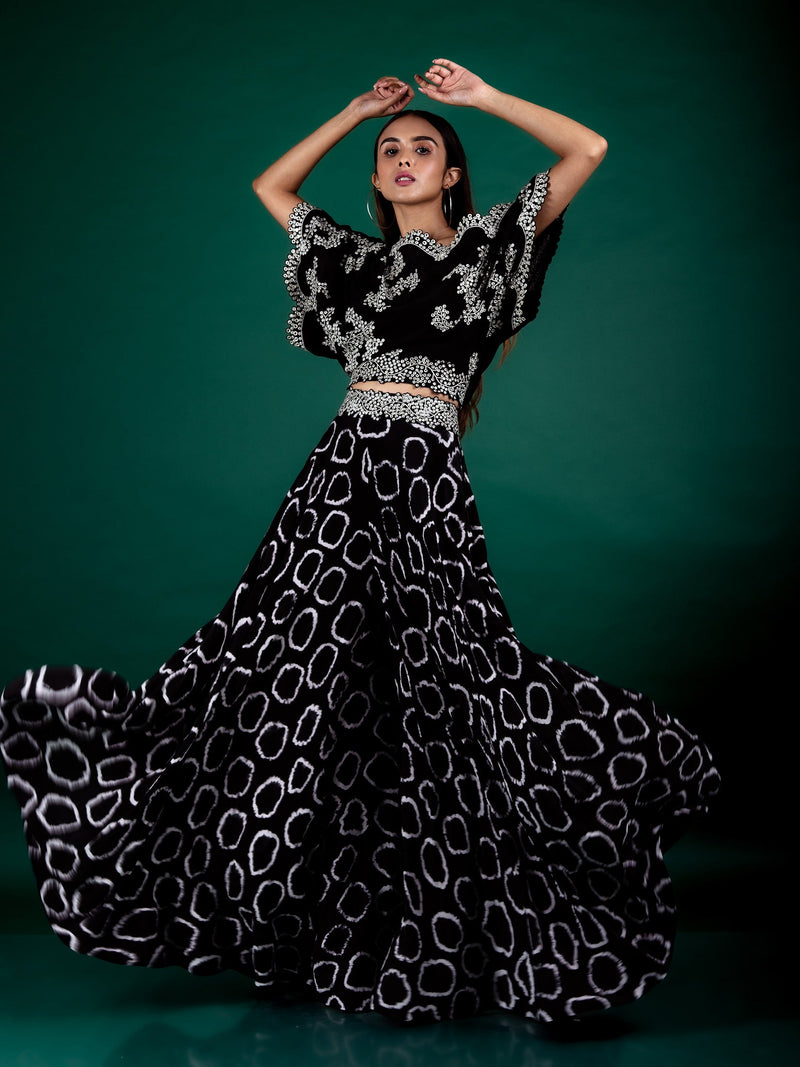 Off-Shoulder Top & Circular Pants Set