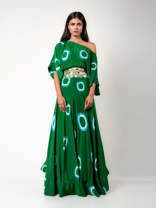 Off-Shoulder Top & Circular Pants Set