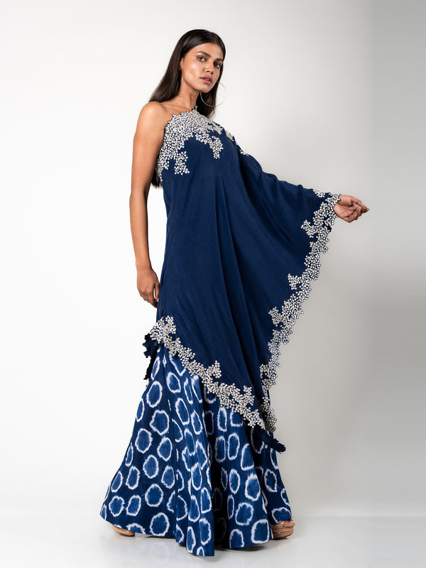 One-shoulder Cape & Gharara Set