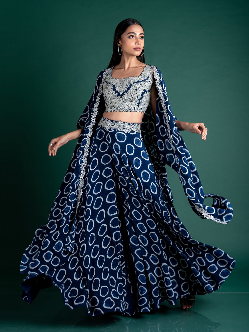 Circular Pants With Kaftan Jacket Set