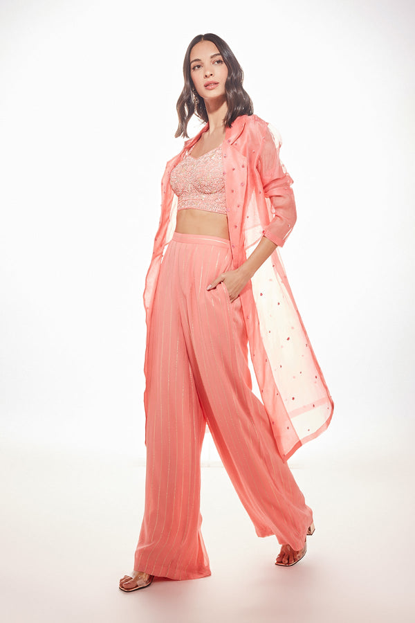 June Trench Jacket Set-Peach